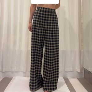 Something Naxy plaid high waisted wide leg pants.